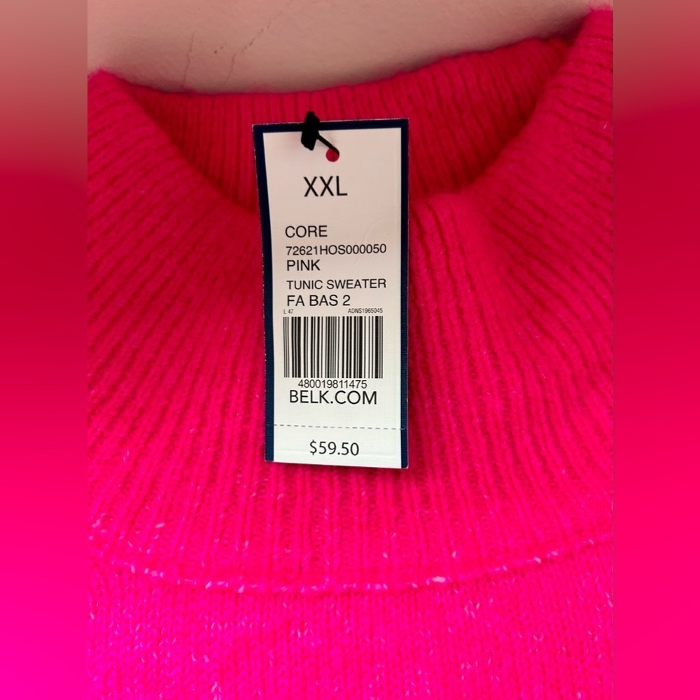NWT CROWN & IVY MOCK NECK DEEP PINK SWEATER Sz. XXL PULLOVER, SOFT, FALL/WINTER - Picture 4 of 7